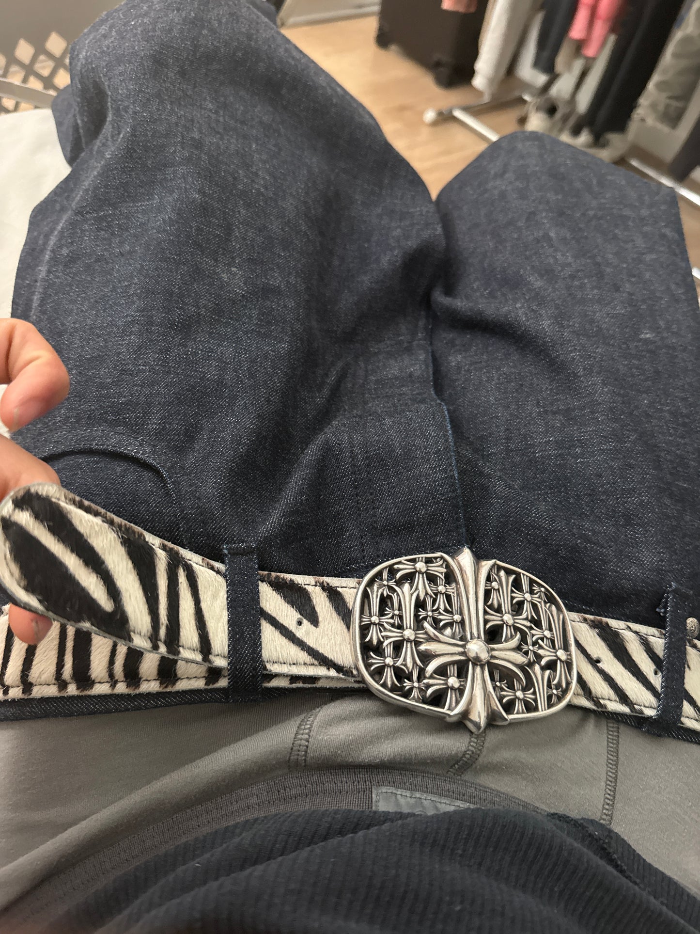 Zebra Print Cowhide Belt Strap