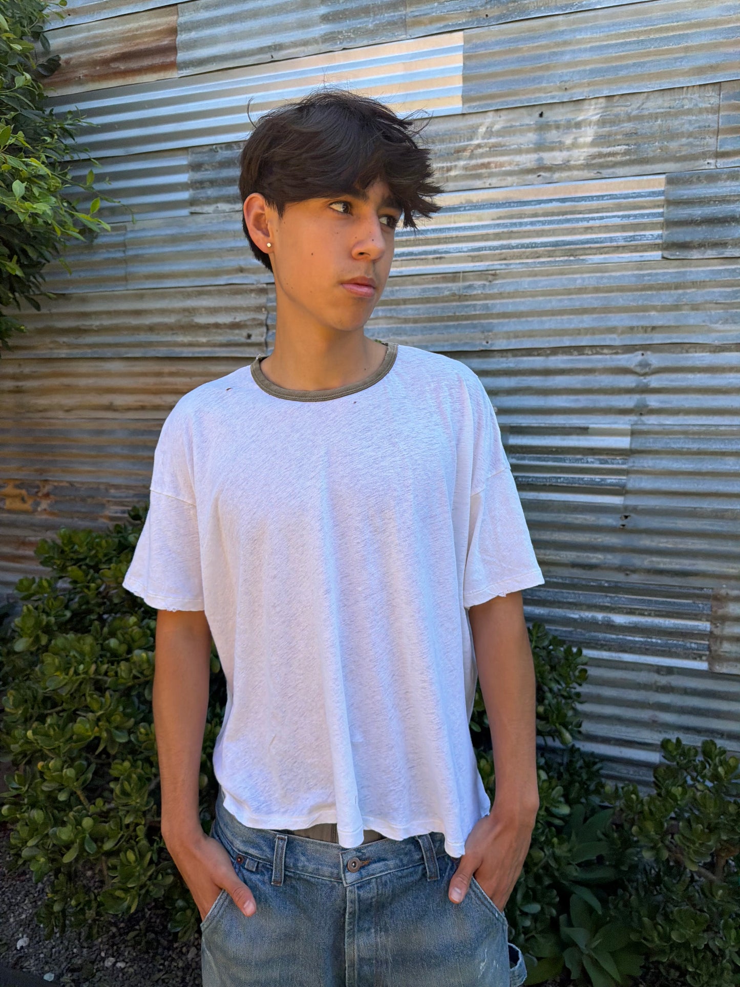 Faded Green Ringer Tee