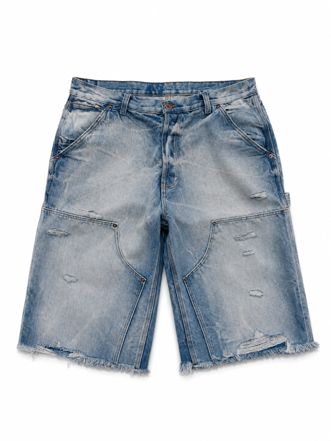 Light Wash Denim Doubleknee Capri