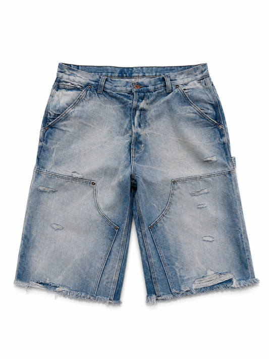 Light Wash Denim Doubleknee Capri