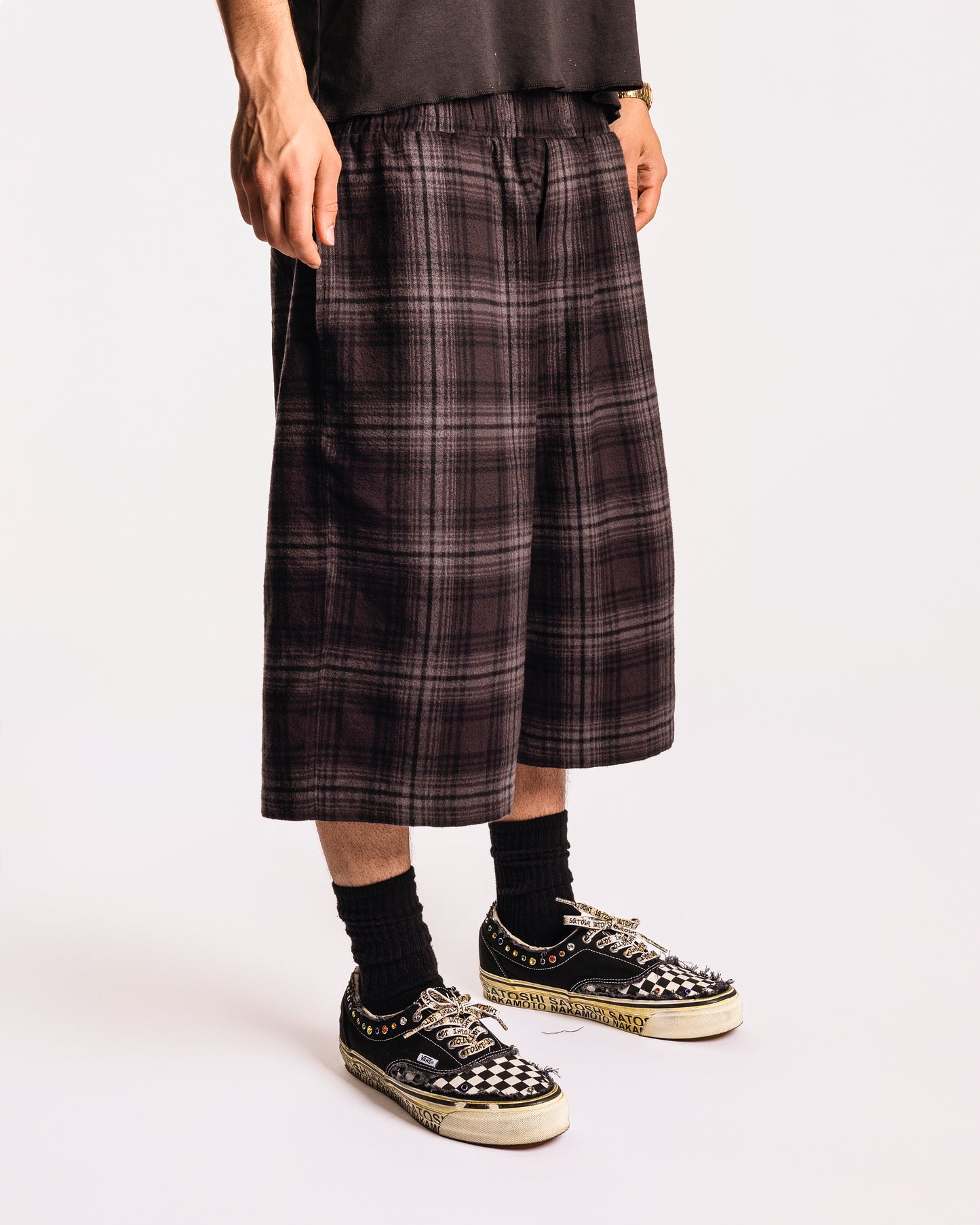 Japanese Black & Grey Plaid Shorts