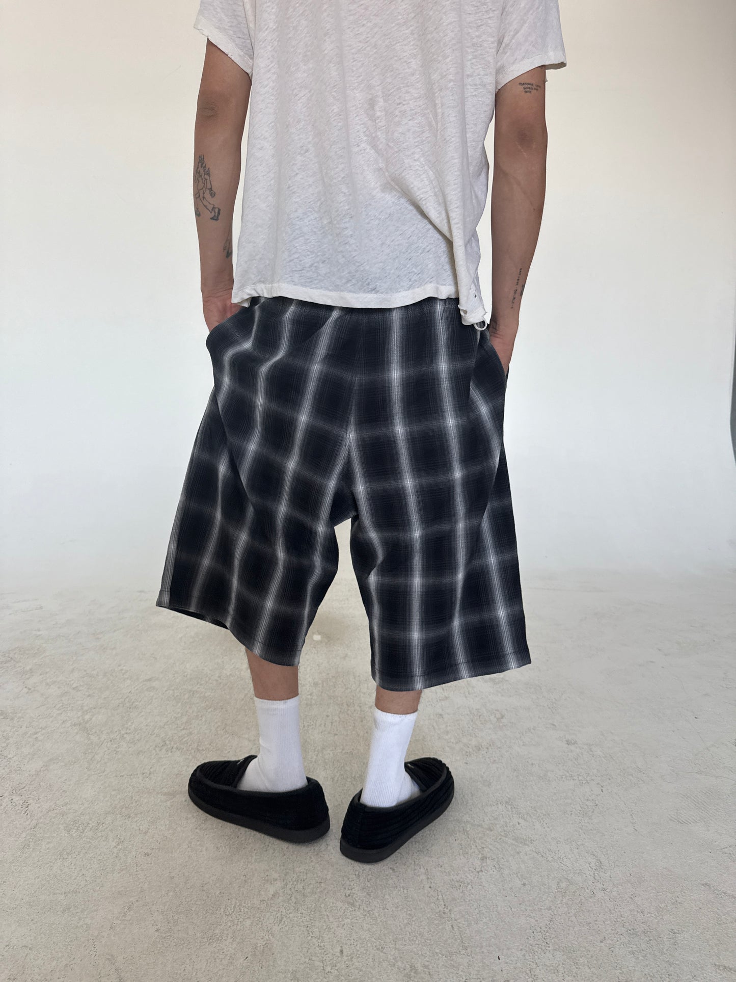 Japanese Black & White Plaid Shorts