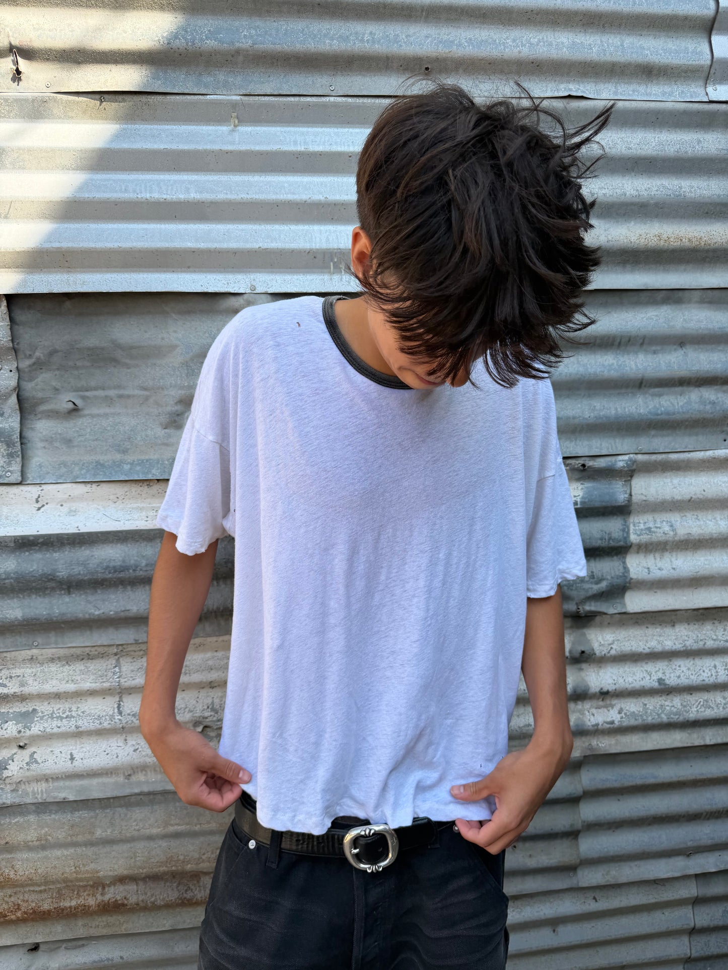 Two Tone B&W Ringer Tee