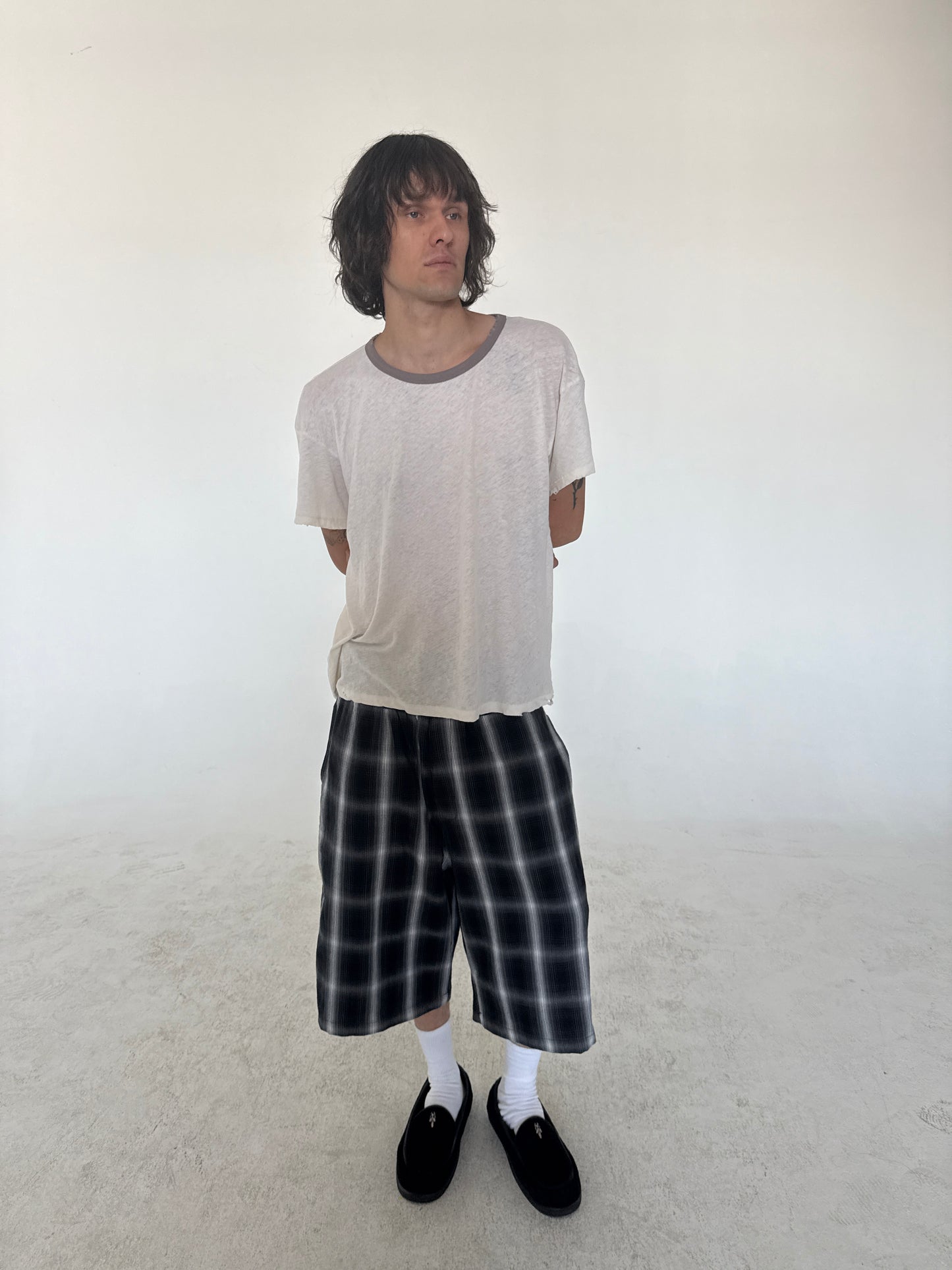 Japanese Black & White Plaid Shorts