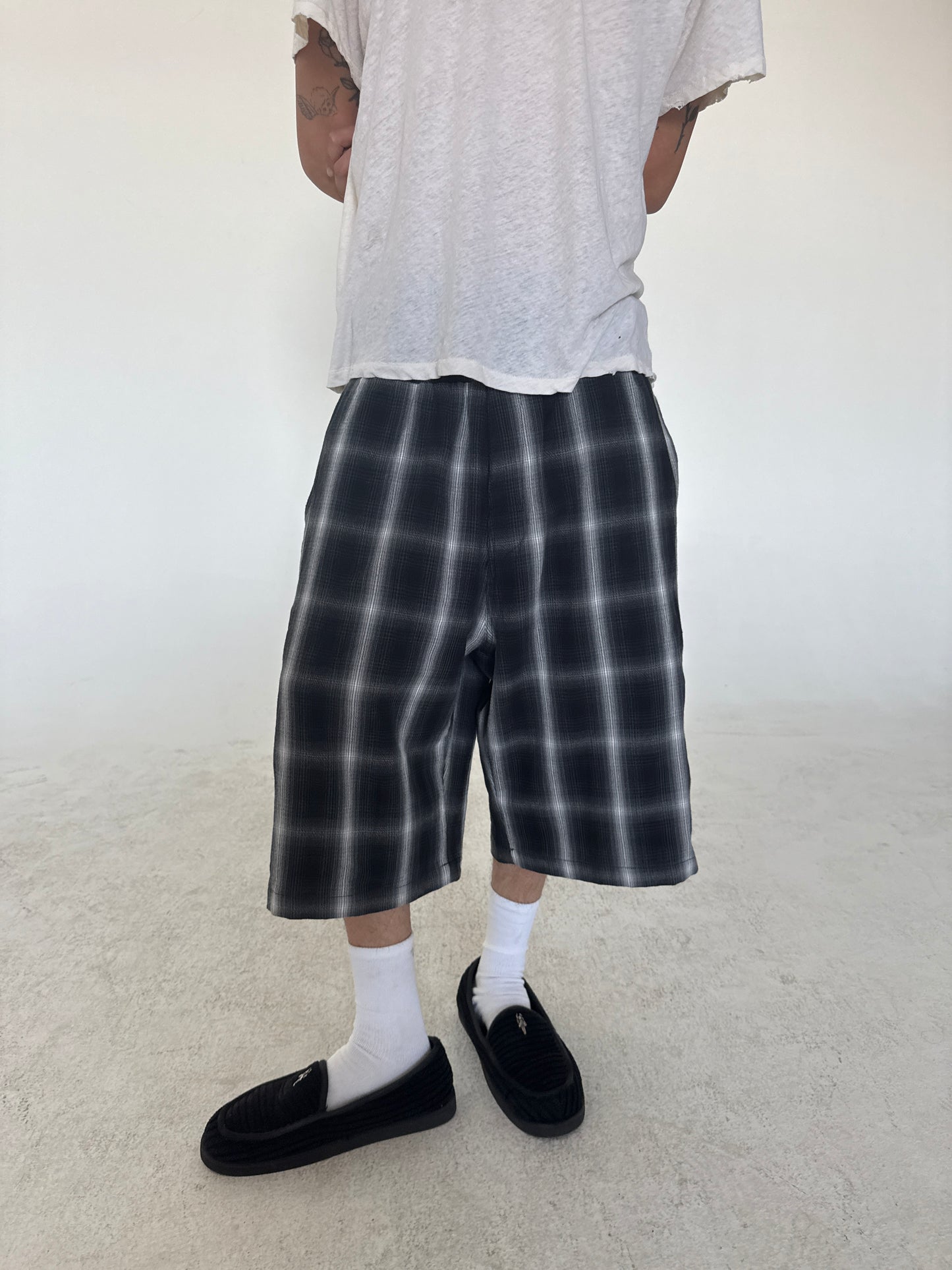 Japanese Black & White Plaid Shorts