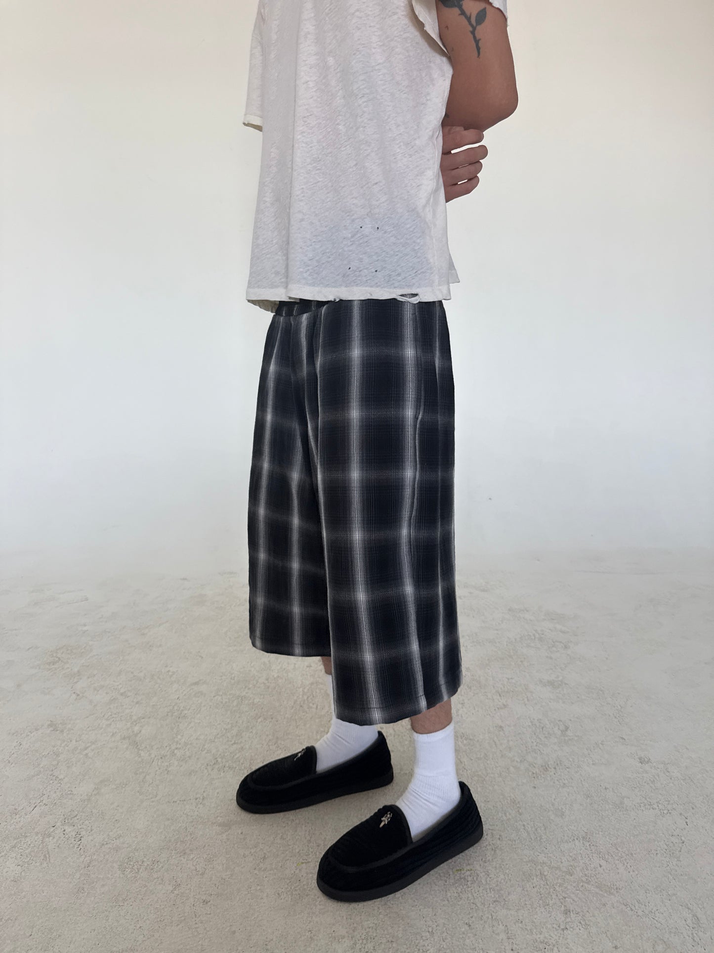 Japanese Black & White Plaid Shorts