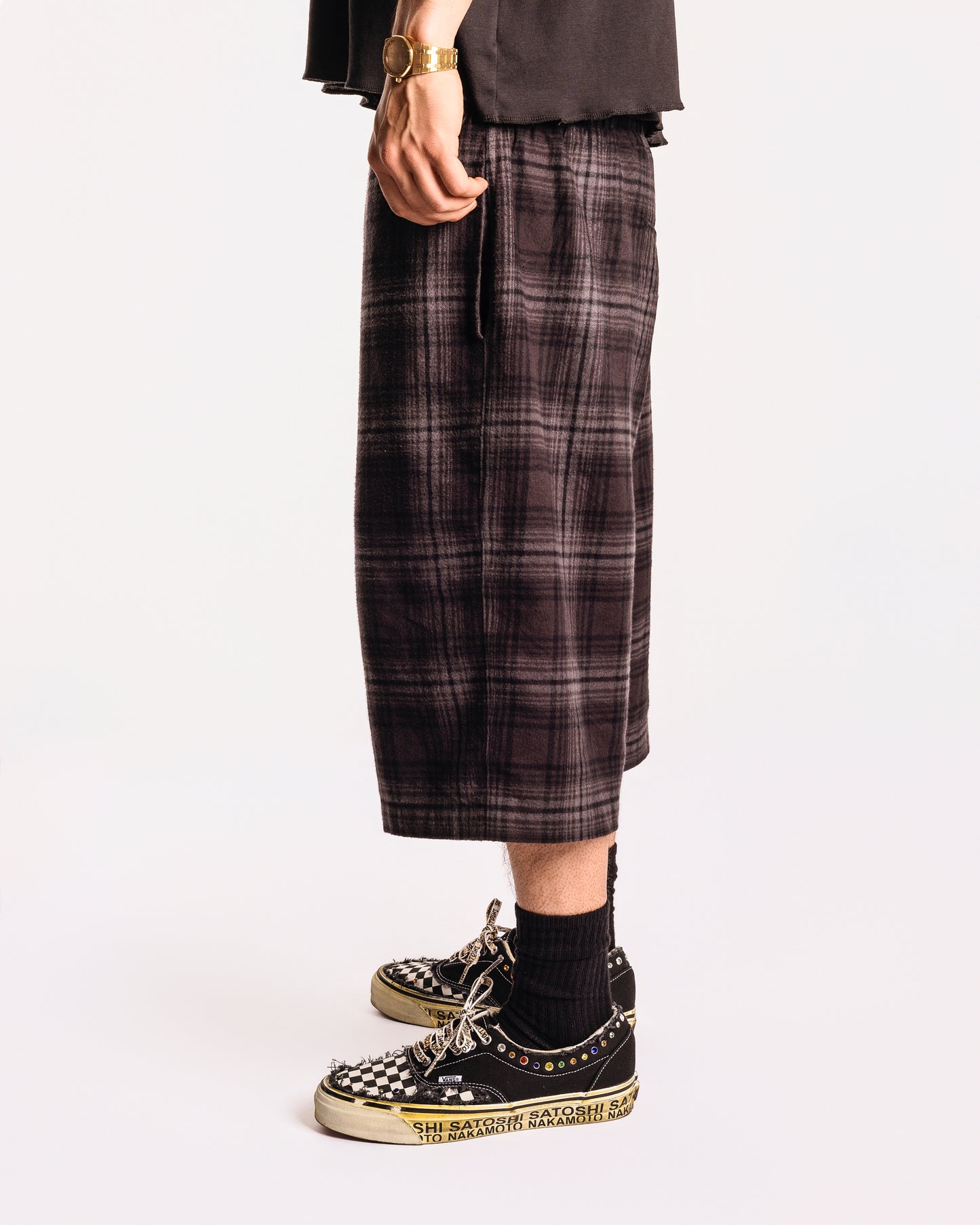 Japanese Black & Grey Plaid Shorts