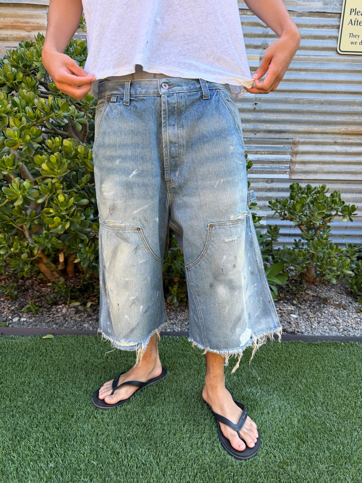 Light Wash Faded Painter Capris