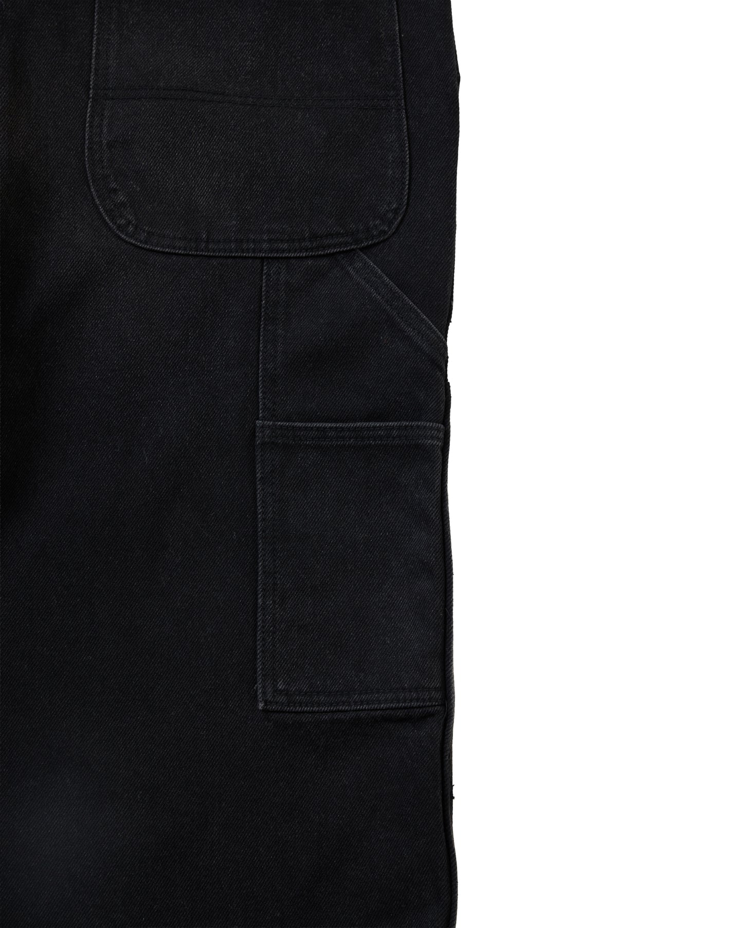 Black Faded Denim Doubleknees Capri