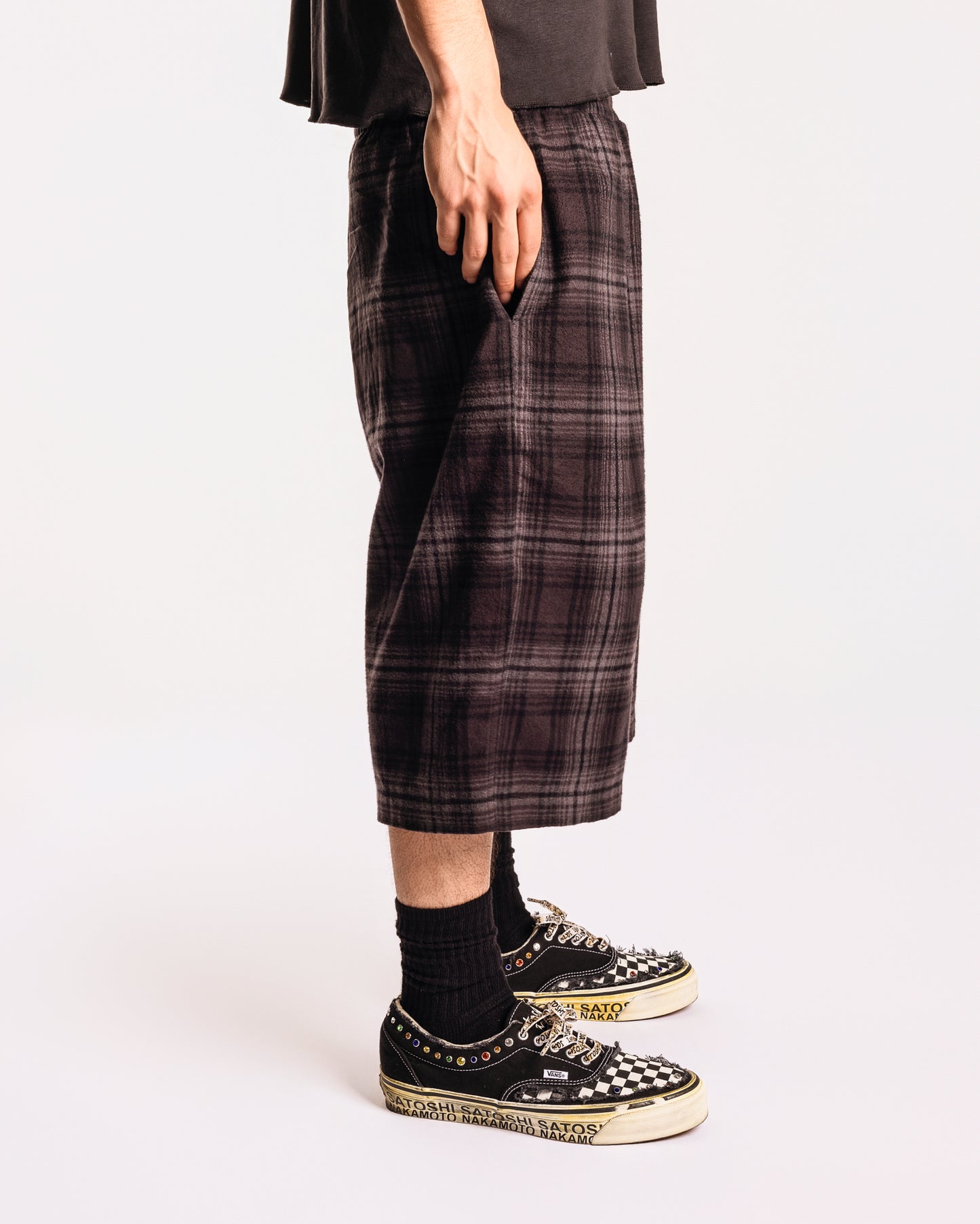 Japanese Black & Grey Plaid Shorts