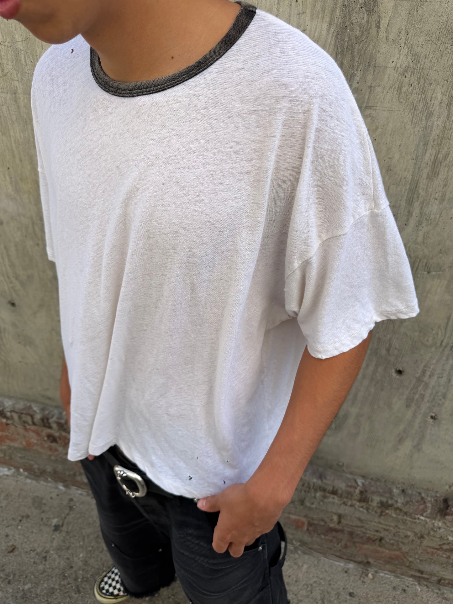Two Tone B&W Ringer Tee