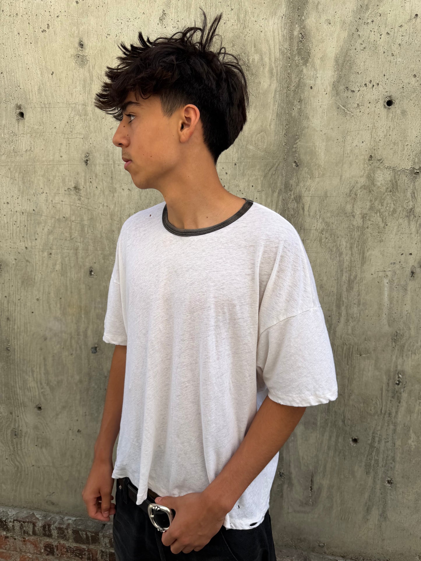 Two Tone B&W Ringer Tee
