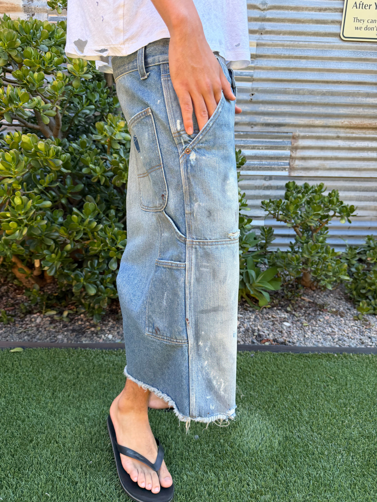 Light Wash Faded Painter Capris