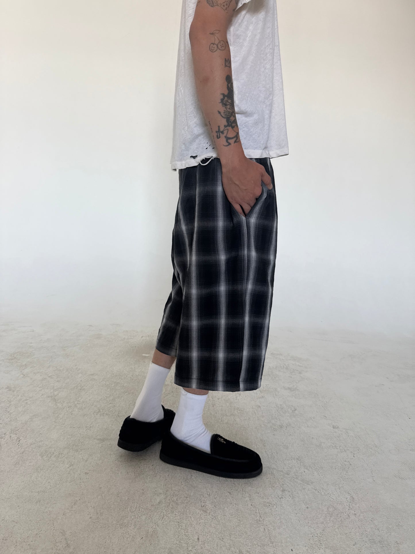 Japanese Black & White Plaid Shorts