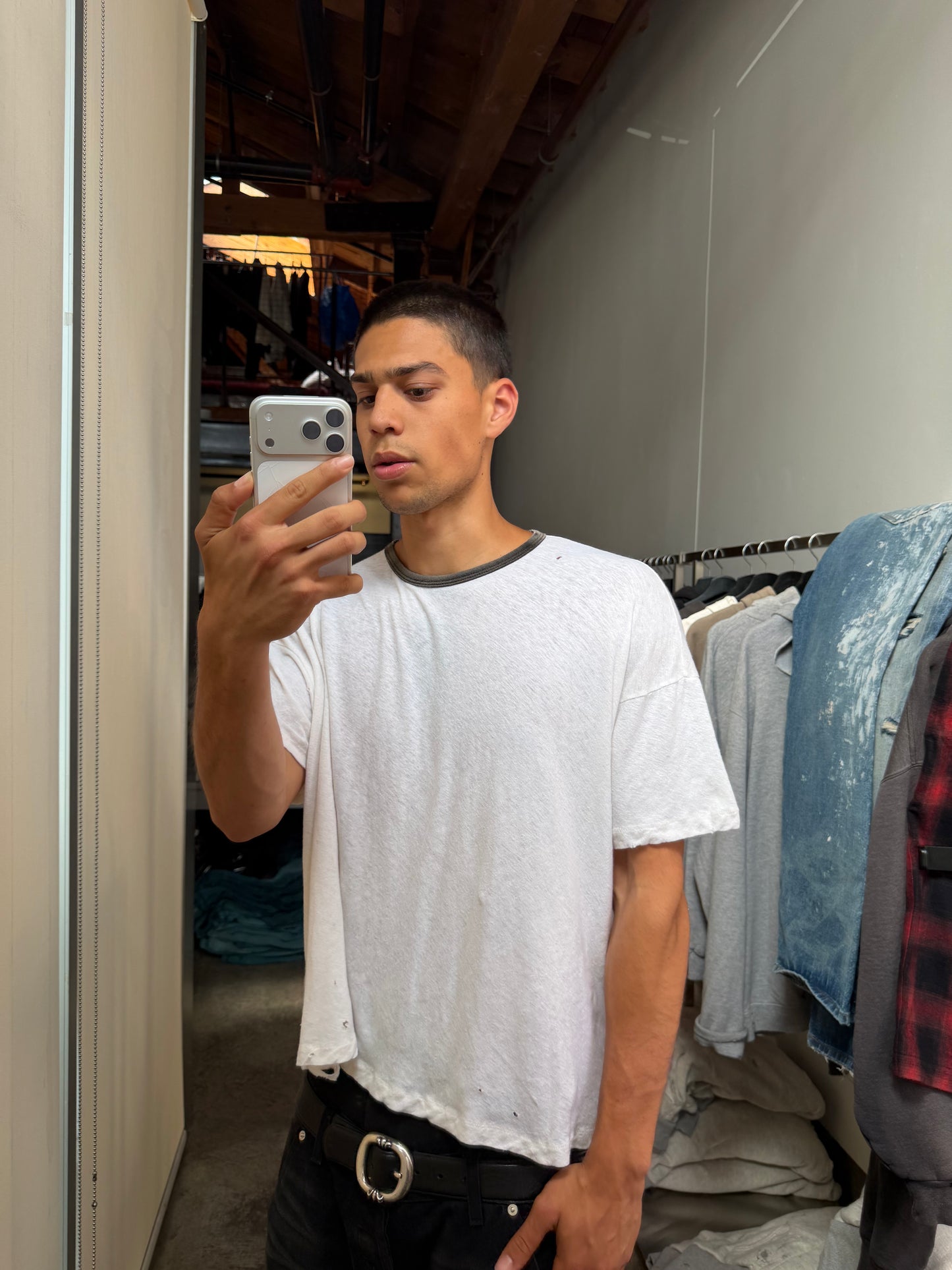 Two Tone B&W Ringer Tee