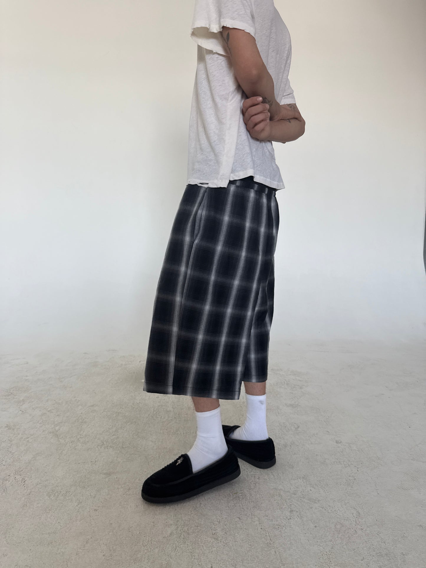 Japanese Black & White Plaid Shorts