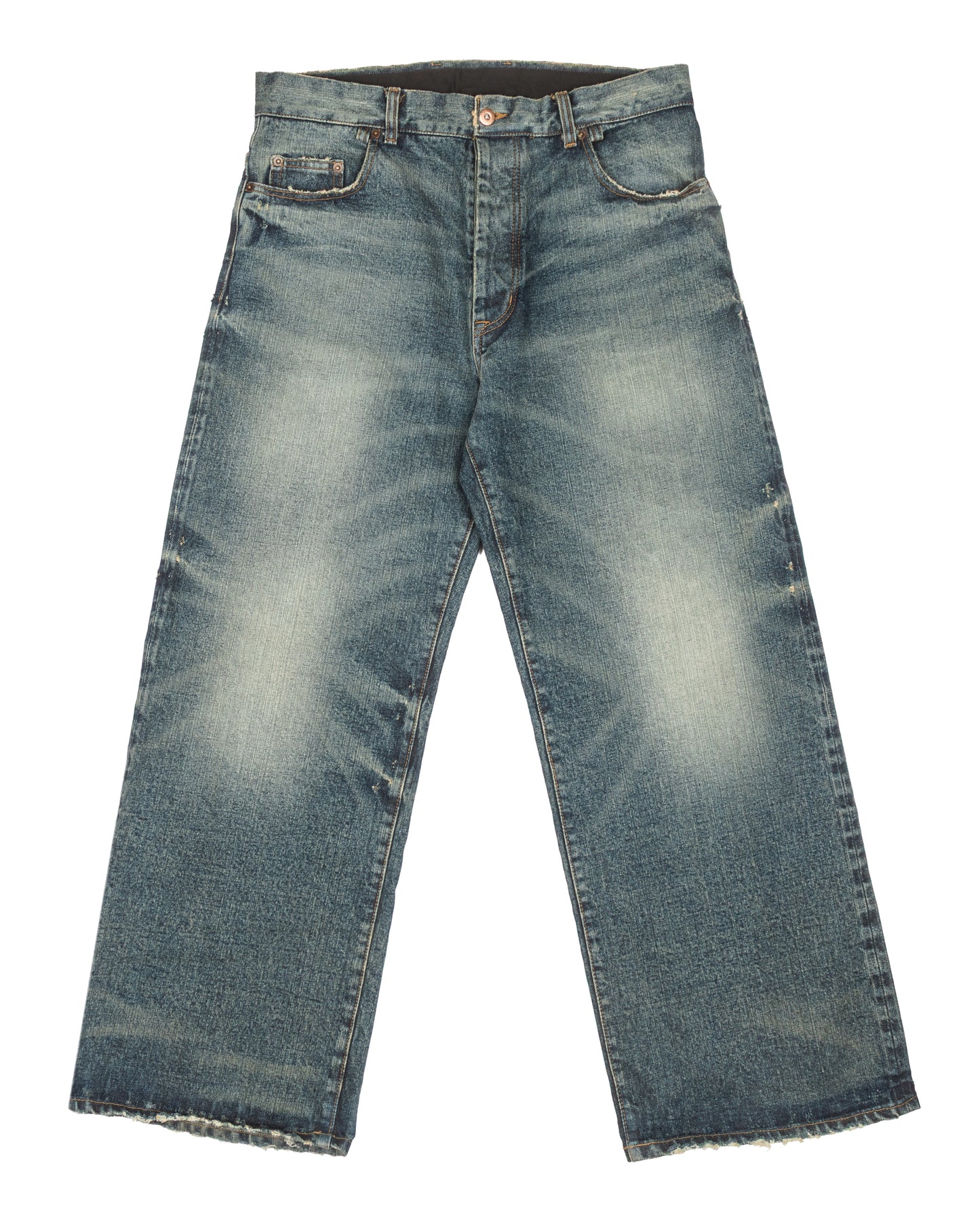 TT CUT WASHED INDIGO DENIM