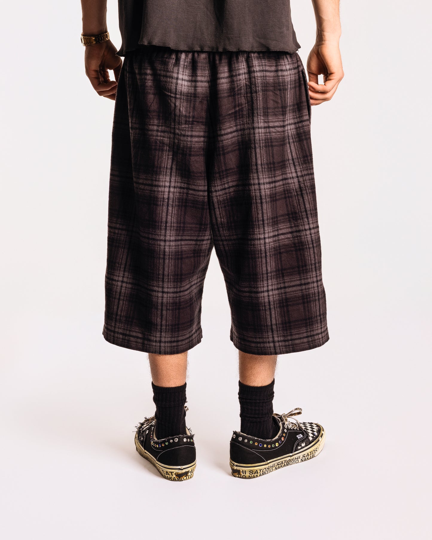 Japanese Black & Grey Plaid Shorts
