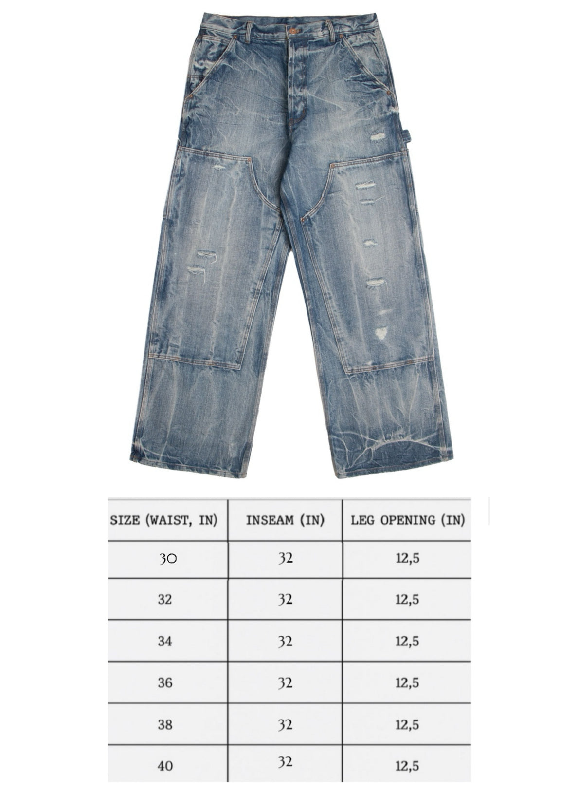 Light Wash Denim Doubleknees (Made to Order)