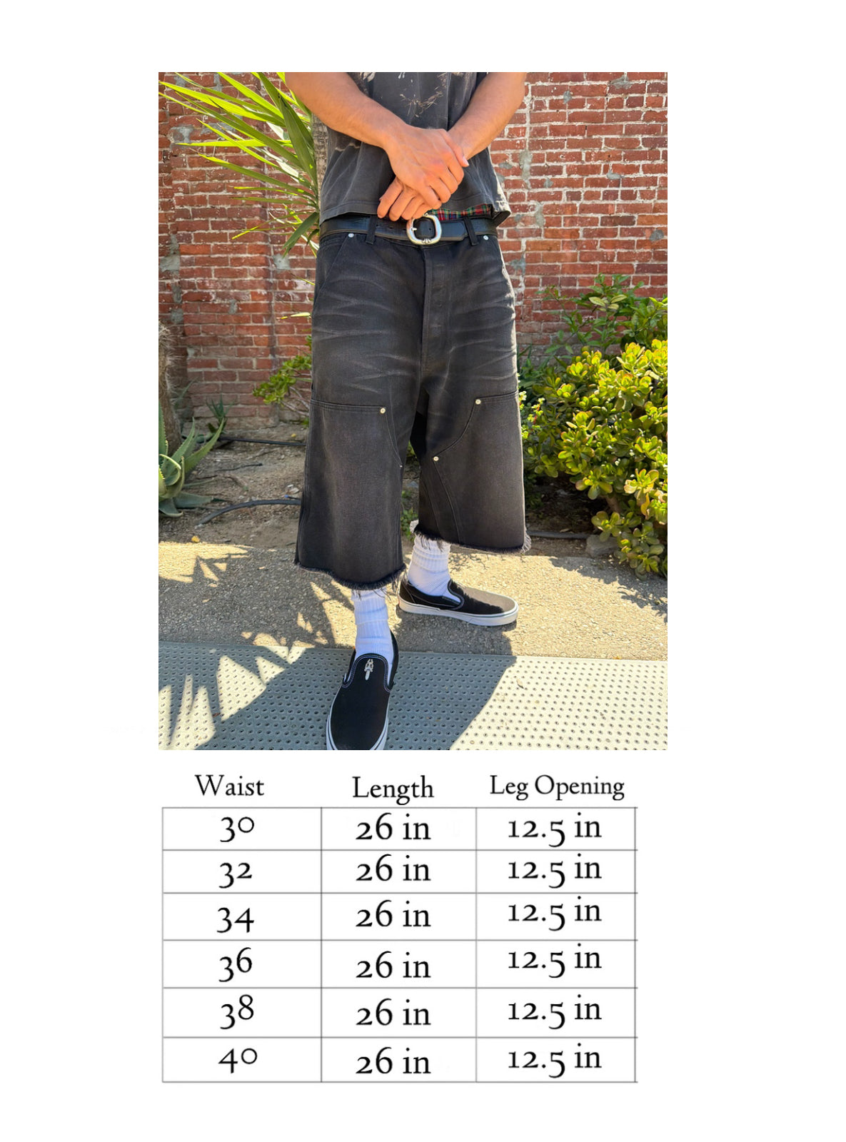 Black Faded Denim Doubleknees Capri
