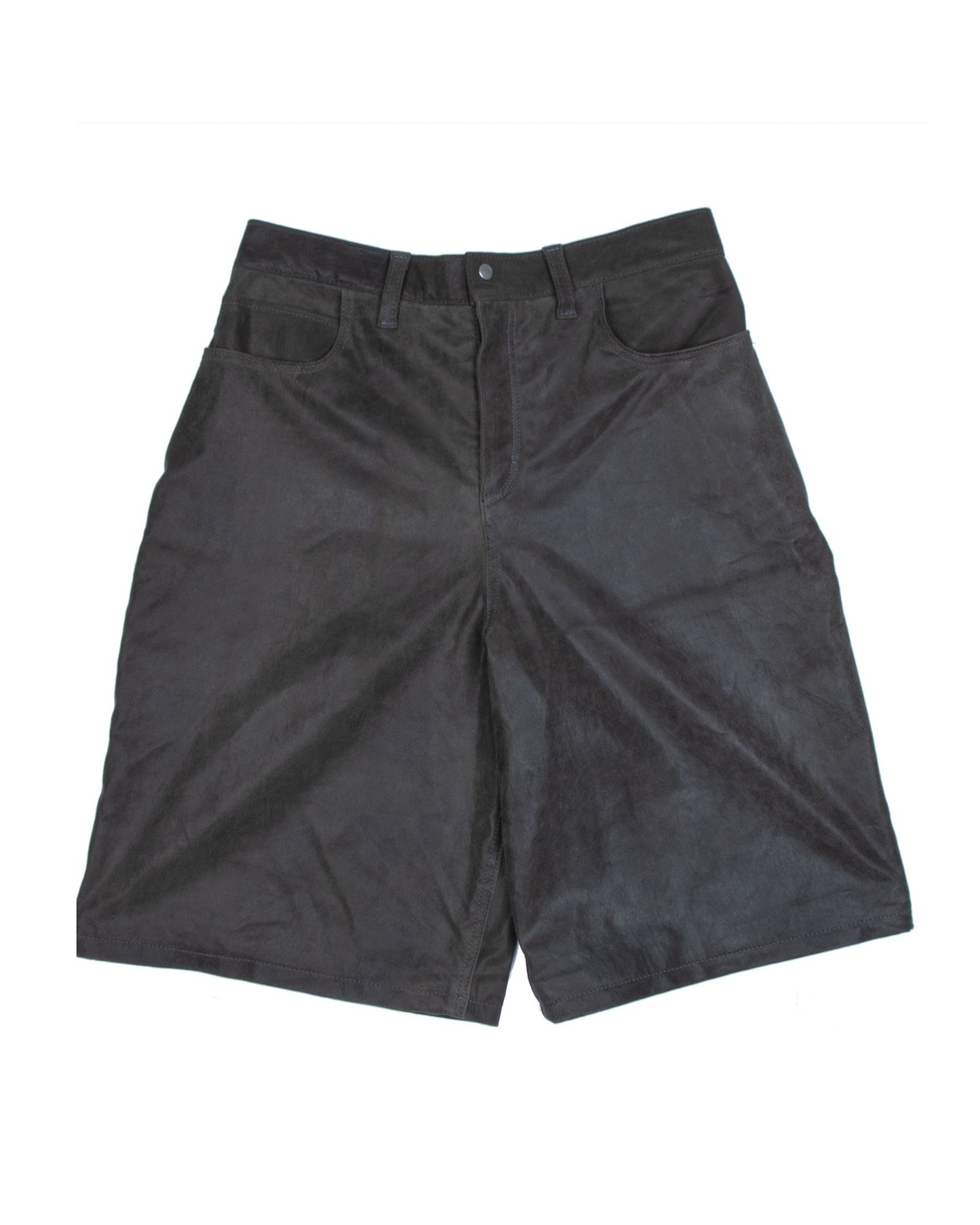 Cracked Aged Leather Baggy Shorts