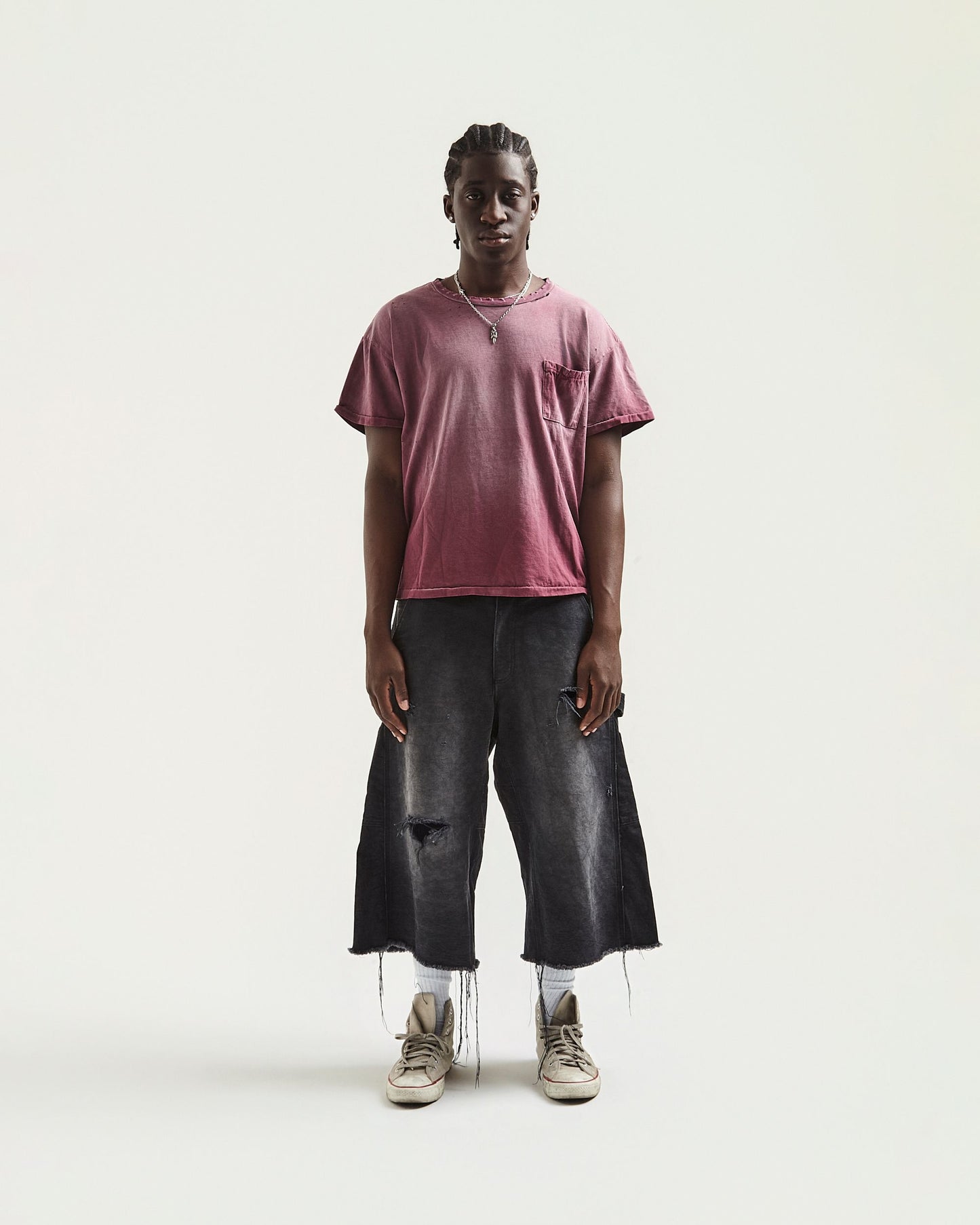 Carpenter Capris Faded & Distressed