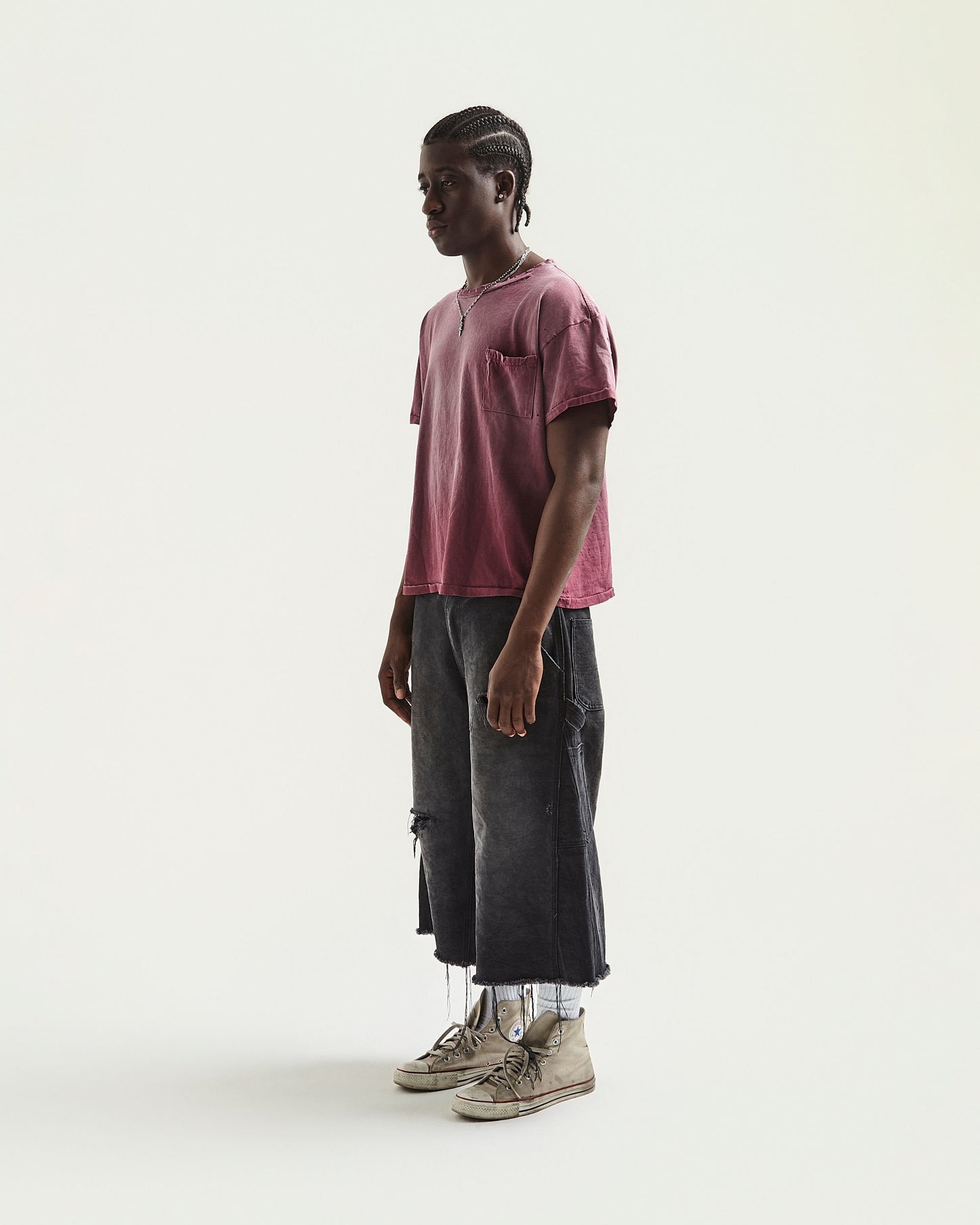 Carpenter Capris Faded & Distressed