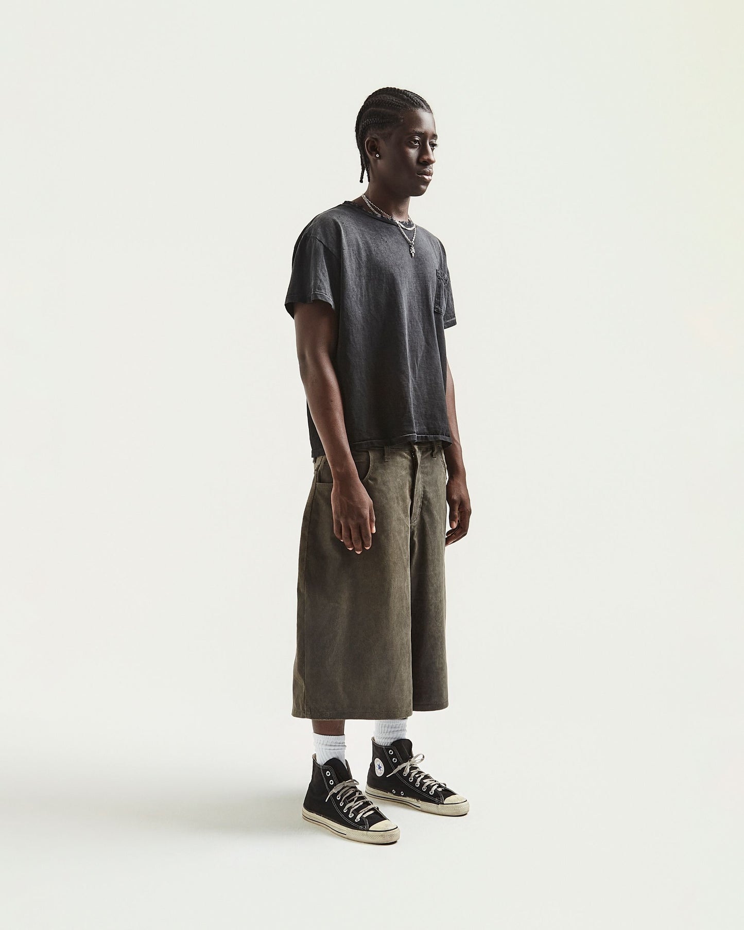 Cracked Aged Leather Baggy Shorts