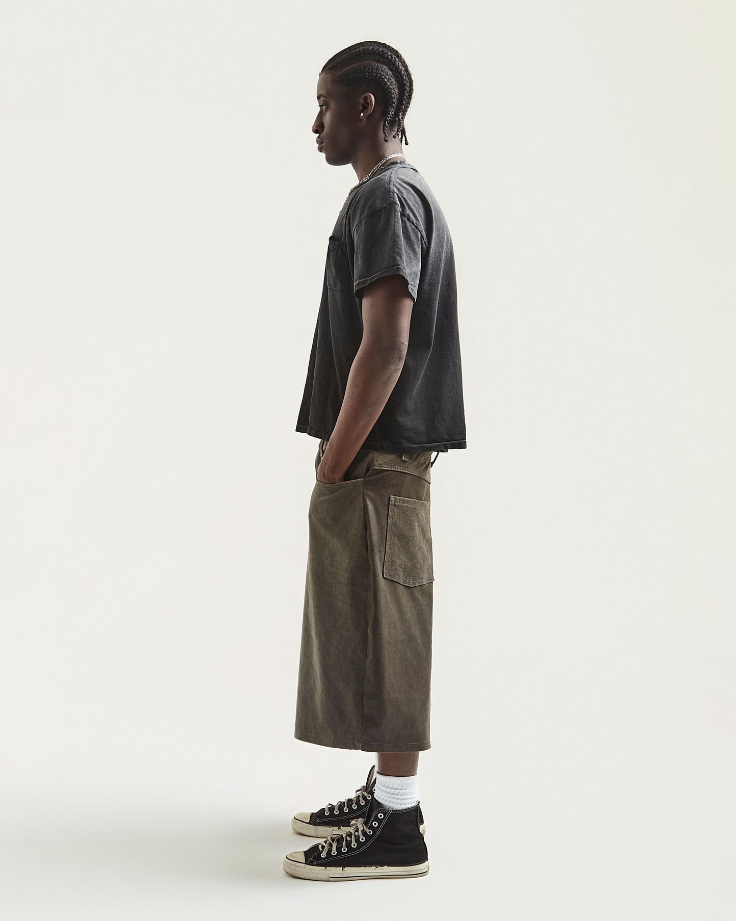 Cracked Aged Leather Baggy Shorts
