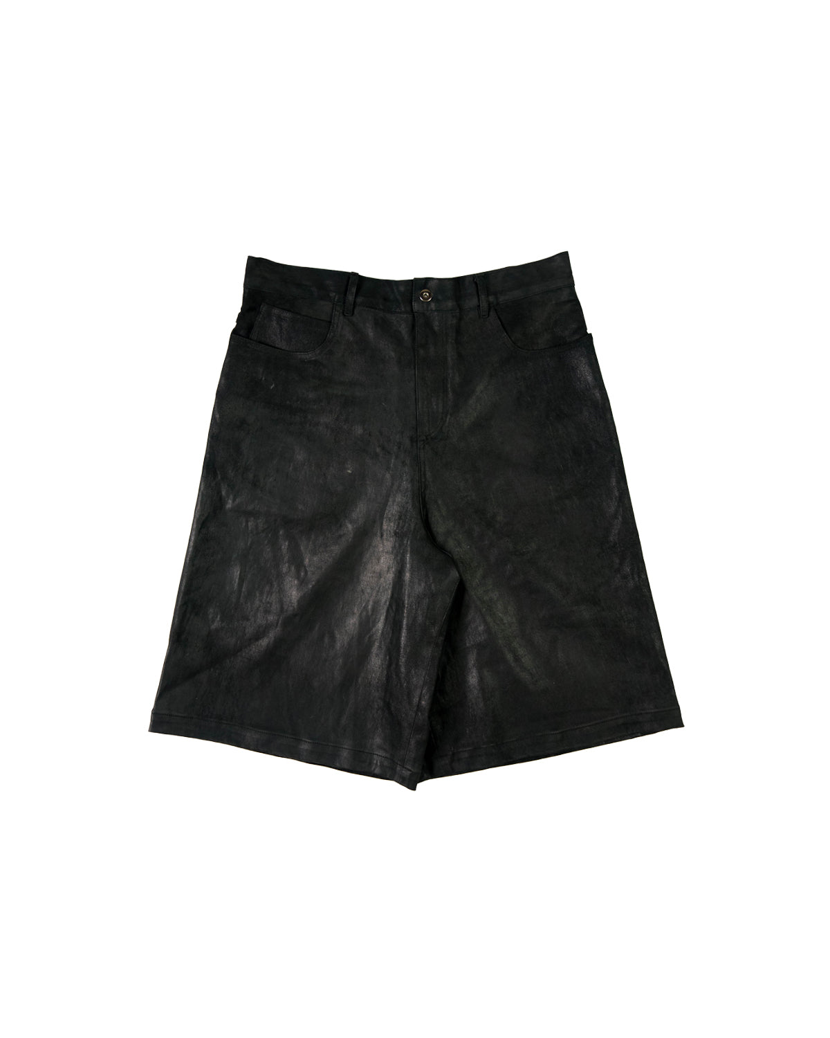 Aged Black Leather Shorts