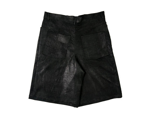 Aged Black Leather Shorts